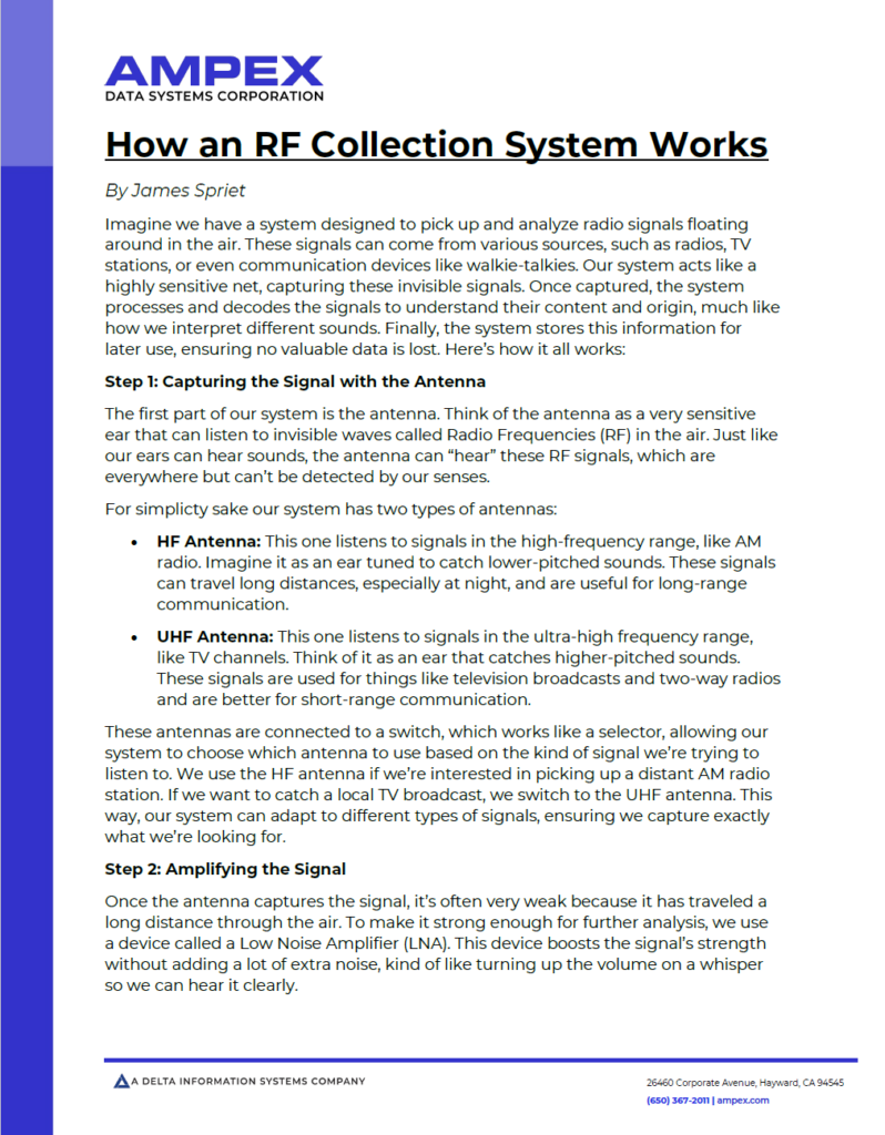 Ampex Data Systems - How an RF Collection System Works By James Spriet